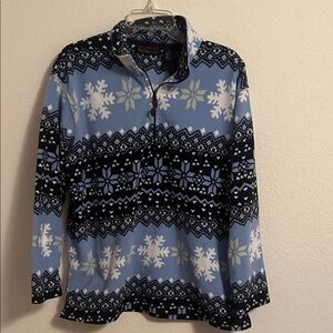 Blue Snowflake Patterned Women's Sweatshirt